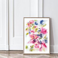 bright pink floral wall art bougainvillea bouquet original painting living room bedroom wall decor abstract wall art