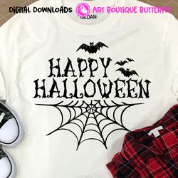 Happy Halloween sign Spiderweb Bats clipart Horror t-shirt mug design Digital downloads