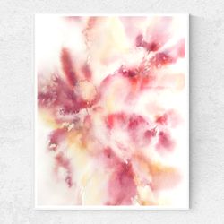 Neutral wall art Soft pink floral original painting Bedroom wall art Living room decor Pastel color abstract flowers art