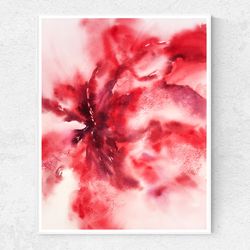 Red abstarct wall art Bright floral painting Bedroom wall art Passion Flame Original art for lovers Living room decor