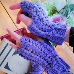 Lace fingerless gloves, crochet mittens, crochet fingerless gloves, women accessory