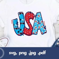 usa doodle letters with patterns png jpeg pdf svg