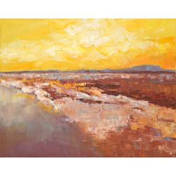 seascape painting abstract original art impasto artwork oil on canvas 16x20 by sonnegold