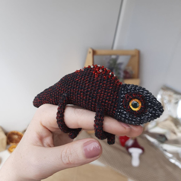 Reptile decor red chameleon tiny stuffed animal.jpg