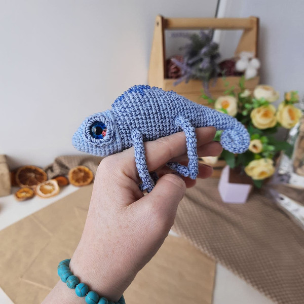 Reptile decor blue chameleon tiny stuffed animal.jpg