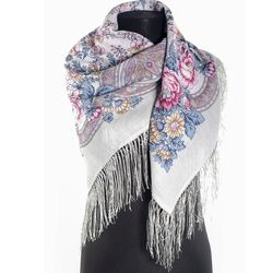Authentic Pavlovo Posad  shawl - Kumusha, Size 89x89cm/36x36"