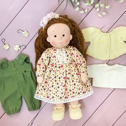 Waldorf Baby doll 15 inch (38 cm), handmade soft doll, Christmas gifts toys