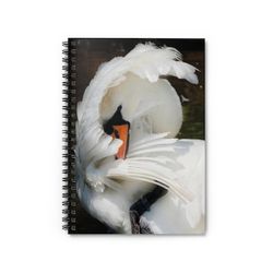 Spiral notebook with white swan print