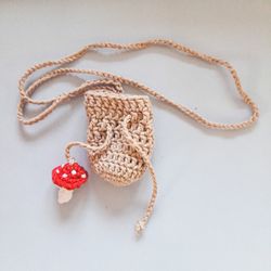 Crochet pattern  pouch, mushroom bag crochet pattern, crochet pattern.