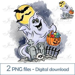 Ghost Halloween 2 PNG files Happy Halloween clipart Funny Halloween Sublimation kids Halloween design Digital Download