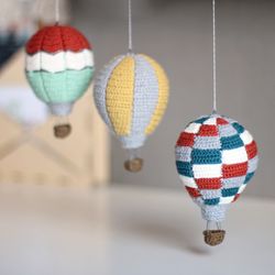 3 in 1 Crochet pattern Hot-air balloon amigurumi, PDF Digital Download, English and Dutch languages