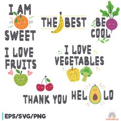 Lettering Fruit Vegetable Clipart