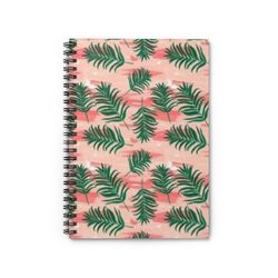 Green leaves pattern spiral notebook