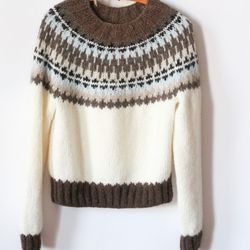 White color block handknit wool jumper