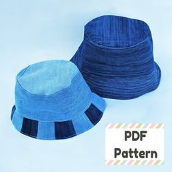 Bucket hat sewing pattern, Upcycle denim pattern, Recycle pattern, Upcycle tutorial, Recycle jean pattern, Zero waste
