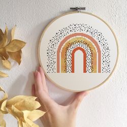 modern rainbow cross stitch pattern boho cross stitch pdf easy cross stitch geometric x-stitch boho rainbow nursery