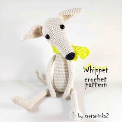 Whippet Crochet Pattern Whippet Amigurumi Pattern Greyhound Crochet Pattern