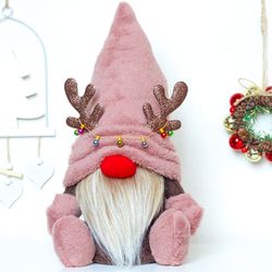 Plush Christmas Deer Gnome with red nose and feet