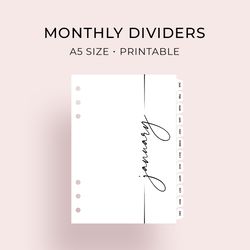 A5 Printable Monthly Dividers