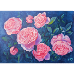 Red Rose Painting Floral Original Art Large Wall Art Canvas Artwork Oil Painting