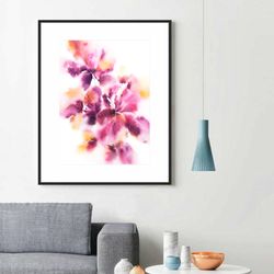 abstract floral wall art with watercolor purple flowers large painting for living room bedroom kitchen hotel wall decor