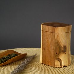 wooden container. wooden tea canister. tea box wood. coffee canister. tea container. kitchen storage. tea utensils.