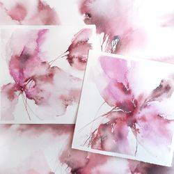 small floral original art set of 2 pale pink abstract flowers paintings floral wall decor for girl room nursery bedroom