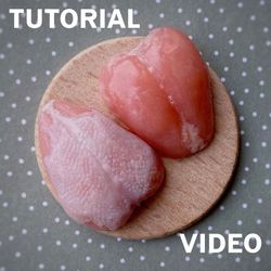 Miniature breast fillet. TUTORIAL polymer clay. Mini food. Fake food. Diy clay pattern. Digital product (video, pdf)