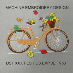 Fall Bike machine embroidery design