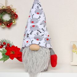 Christmas Gnome with poinsettia,  Holiday gift