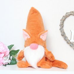 Ginger Cat Gnome, Gift cat lover, Plush Cat toy, Pet Home decor