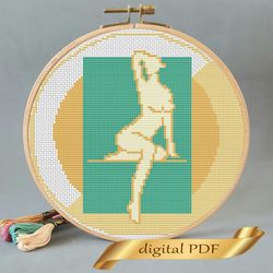 feminist women cross stitch pattern, design easy embroidery diy, abstract modern embroidery