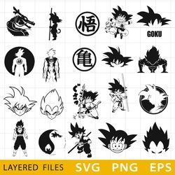 Anime Bundle Layered SVG, Dragon Balls Cricut file, Cut files, Layered digital vector file, Digital download, Decor