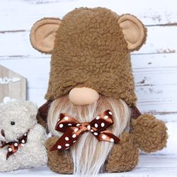 Bear Gnome , Plush Teddy Bear toy,  Mama Bear Gift , Woodland Nursery Decor