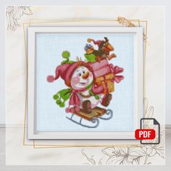 Snowman cross stitch, Christmas decorations cross stitch, Winter cross stitch, Digital PDF, Funny christmas cross stitch