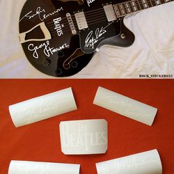 The Beatles autograph guitar stickers John lennon, Paul McCartney, George Harrison, Ringo Starr