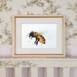 Watercolor original 8x11 inch bee painting insect by Anne Gorywine