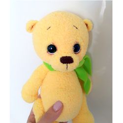 Plush bear stuffed toy, Toy for sleeping, Crochet teddy bear, 3 year old girl gift,  Bear amigurumi, Kawaii plush bear