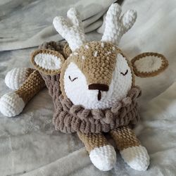 large plush deer toy, toy for sleeping, deer plushie pajamas holder