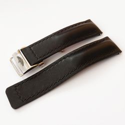 Black & black watch strap for Breitling, handmade, genuine leather, 20,22,24mm