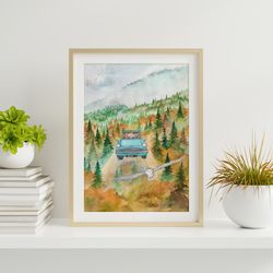 the  way to hogwarts watercolor art, harry potter poster, download digital print, kidsroom wall decor