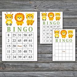 Safari animals bingo cards,Safari themed bingo game,Safari Printable bingo cards,60 Bingo Cards,INSTANT DOWNLOAD--358