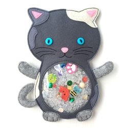 Baby toy I spy bag cat, Sensory toy for one year old baby, Travel toddler toy