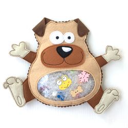 Child sensory toy I spy bag dog for baby one year old, Travel toy for toddlers