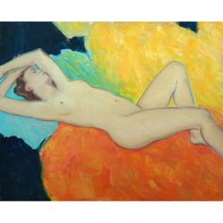 Erotic Painting Nude Original Art Nudity Artwork Oil on Canvas 16x20 by Sonnegold