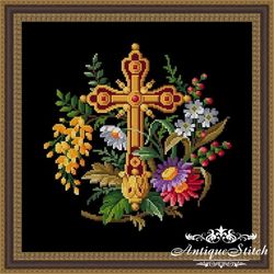 Christian Cross 2 Berlin Woolwork Vintage Cross Stitch Pattern PDF