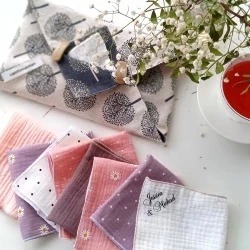 Blush Pink Handkerchiefs, eco-friendly set of 3/5/7/9 washable tissues, Women Muslin double gauze cotton hankies