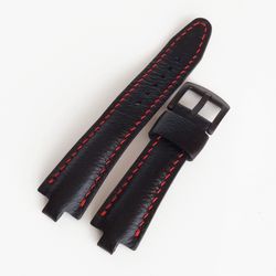 Black & red watch strap for Bvlgari Diagono, Bulgari Aluminium, 22x7mm, 22x8mm