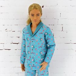 Blue pajamas for Ken doll and other similar dolls (Unicorn print)