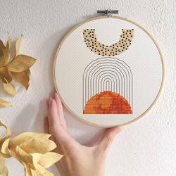 geometric cross stitch pattern modern boho cross stitch pdf mid-century modern cross stitch